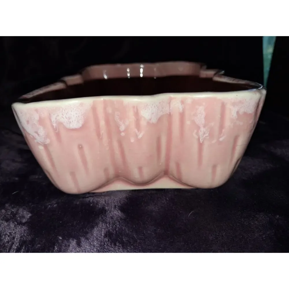 UPCO 104 Vintage Ungemach Pottery Planter Pink Drip Glaze Retro Succulents MCM